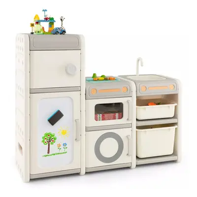 Kids Toy Storage Organizer Toddler Storage Cabinet Chest W/ Magnetic