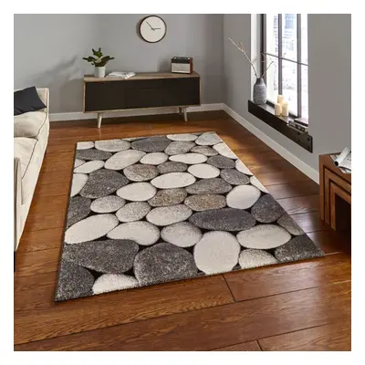 (160x220cm) Woodland Rugs in Cream and Grey Printed Powerloomed Mats