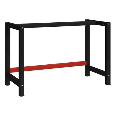 vidaXL Work Bench Frame Metal 120x57x79 cm Black and Red Heavy Duty Furniture