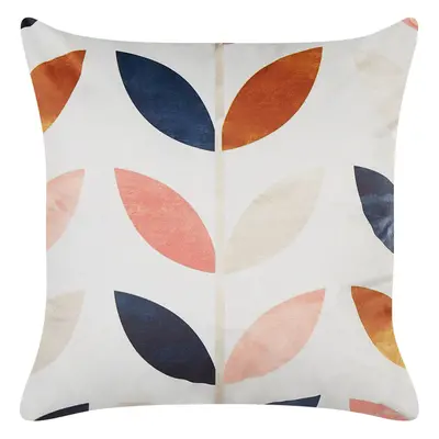 Velvet Cushion Leaf Pattern x cm Off-White QUINOA