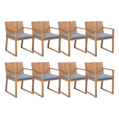 Set of Garden Chairs with Cushions SASSARI Acacia Wood Blue