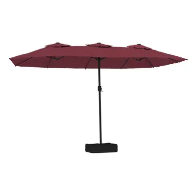 (red) vidaXL Double-Head Garden Parasol with LEDs Sunshade Outdoor Umbrella Black