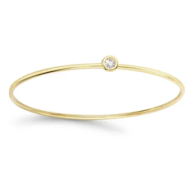 Jewelco London 18ct Yellow Gold Diamond Donut Bezel Solitaire Bangle Bracelet 1.5mm 14pts - BGNR