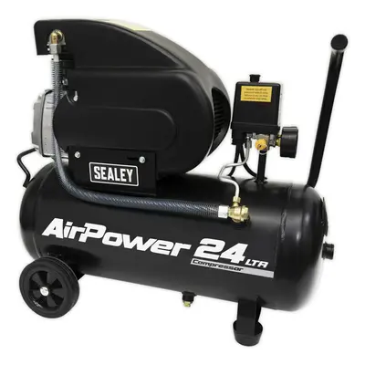 24L Direct Drive Air Compressor - 2hp Heavy Duty Induction Motor - Twin Gauge