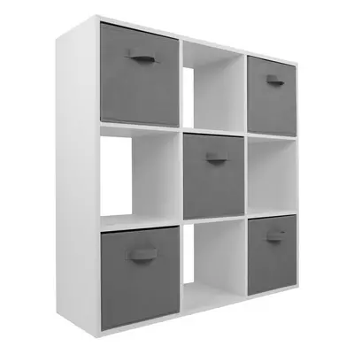 (5 Grey Drawers) Charles Jacobs White Cube Open Book Shelf Storage