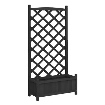 (black, x x cm) vidaXL Planter with Trellis Raised Bed Garden Planter Brown Solid Wood Fir