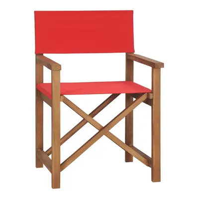 vidaXL Solid Teak Wood Director's Chair Red Outdoor Home Garden Folding Seat