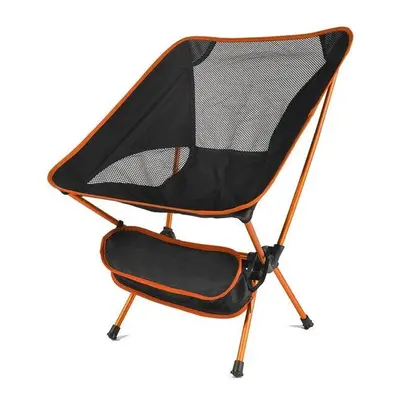 (Orange) Portable Folding Camping Chair Beach Hiking Picnic Seat Extended Fishing Tools Chair Fo