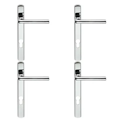 4x PAIR Straight Lever on Narrow Euro Lock Backplate x 26mm Polished Chrome