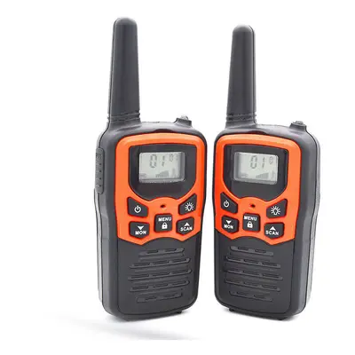 (Red, US Plug) 2Pcs Waterproof 400-470MHz 22CH Voice Operated Transmit Walkie Talkie Up to 8KM w