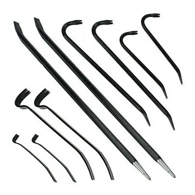 10 Piece Crowbar, Long Wrecking Rod & Flat Pry - Crow Bar Set