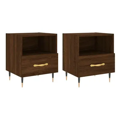 (brown oak, pcs) vidaXL Bedside Cabinets Side Table Nightstand pcs Sonoma Oak Engineered Wood