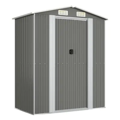 (Light grey) vidaXL Garden Shed Galvanised Steel Outdoor Tool Storage Patio Lawn Tool Shed