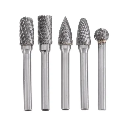 5Pcs DGCFA 6x10mm Double Cut Tungsten Carbide Rotary Burr Set 6mm Shank for DIY Wood Carving Met