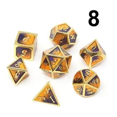 () 7Pcs Mixed Color Polyhedral Dice Metal RPG Dices Set with Velvet Bag Dungeons and Dragon Blac