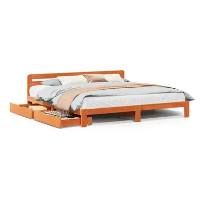 vidaXL Bed Frame without Mattress Bed Wax Brown 200x200 cm Solid Wood Pine