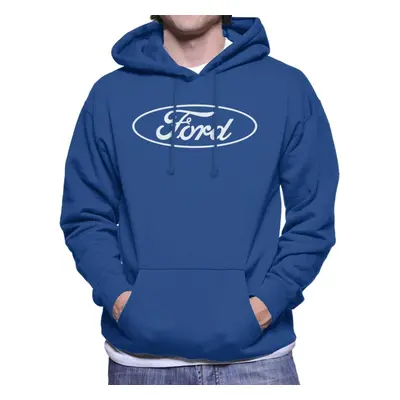 (M, Royal Blue) Ford Classic White Logo Men's Hooded Sweatshirt