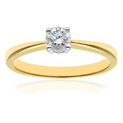 (J) Jewelco London 18ct Yellow Gold Engagement Ring, IJ/I Certified Diamond, Round Brilliant, 0.