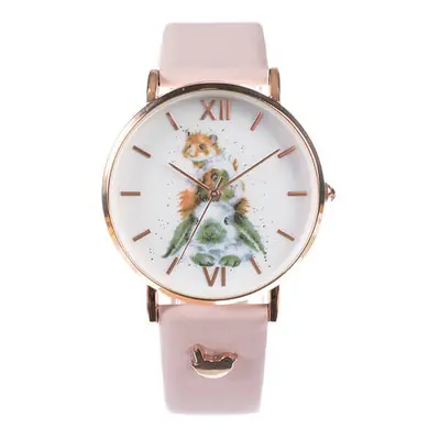 Wrendale Designs Piggy In The Middle Watch Pink Leather Strap