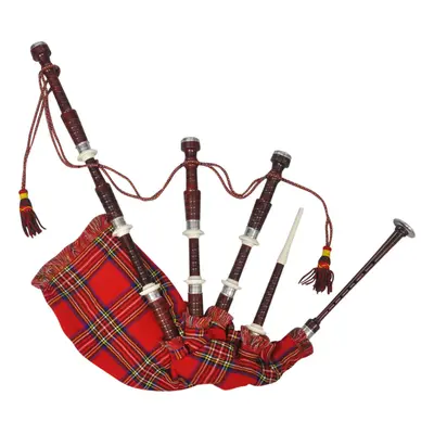 (red) Scottish Great Highland Bagpipe Set Wind Instrument Sheesham Rosewood Colours