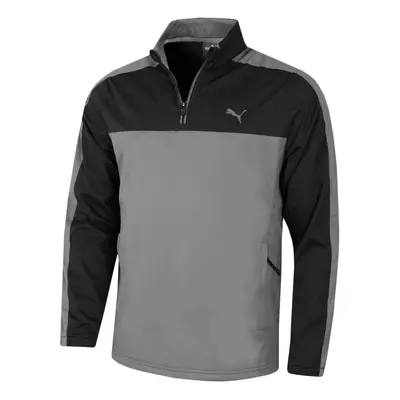 (M, Puma Black/Quiet Shade) Puma Golf Mens Momentum Woven Quarter Zip Water Repellent Sweater