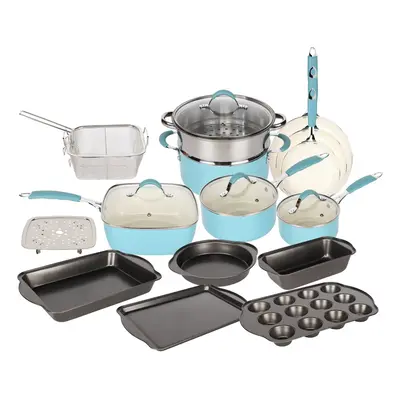 (Blue and White) Induction Pcs Non Stick Cookware Pot Pan Set