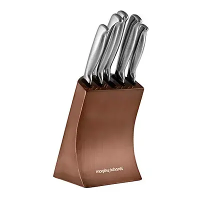 Morphy Richards Accents Piece Knife Block with High Grade Polished Stainless Steel Blades, Coppe