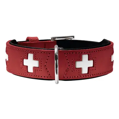 HUNTER Collar Swiss Organic Leather, Small, - 43.5 cm, Red/Black