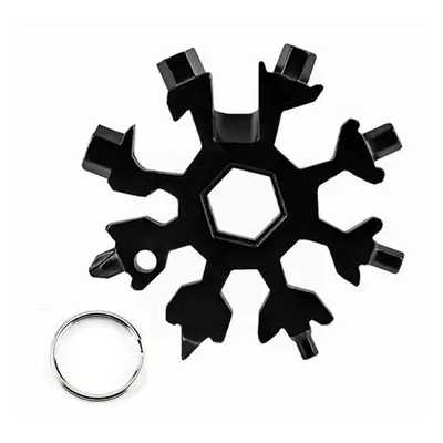 (Black) Multifunctional EDC Octagonal Snowflake Wrenches Multi Purpose Octagonal Snowflake Wrenc