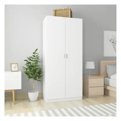 vidaXL Wardrobe White Chipboard Clothing Storage Cabinet Shelf Orangiser Rack