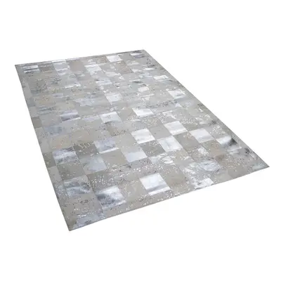 Cowhide Area Rug x cm Beige and Silver YAZIR