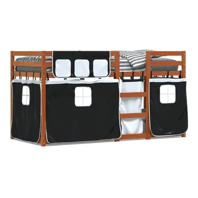 (light brown and black, x cm) vidaXL Bunk Bed with Curtains Kids Twin Sleeper Blue 80x200 cm Sol