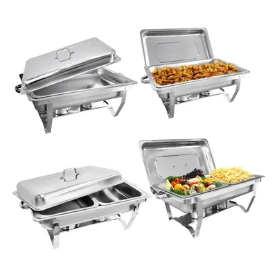 Chafing Dish Buffet Set 8QT Pack Rectangular Full Pan Ã2+Half Pan Ã2