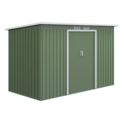 Outsunny x 4FT Metal Garden Storage Shed w/ Door, Light Green