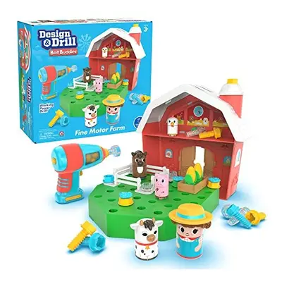 Design & Drill Bolt Buddies Barn, Farm Toy Playset with Farmer, STEM Construction Toys for Presc