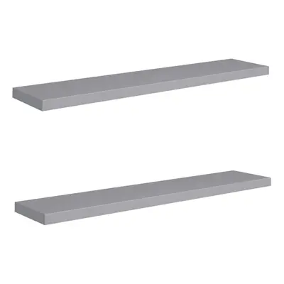 vidaXL 2x Floating Wall Shelves Grey 120x23.5x3.8 cm MDF Display Hanging Rack