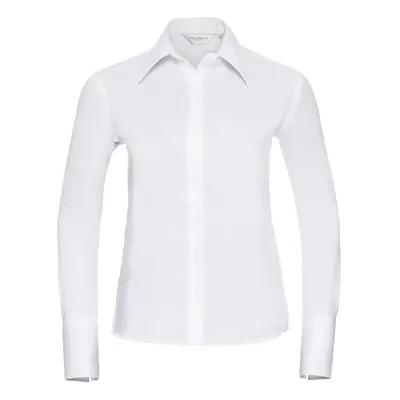 (L, White) Russell Collection Ladies/Womens Long Sleeve Ultimate Non-Iron Shirt