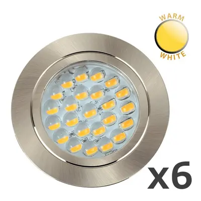 Pack of - Modern Brushed Chrome 12V LED Caravan/Boat/Cabin Downlights [2700K Warm White]