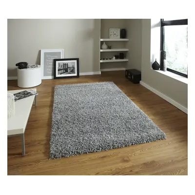 (Grey, 160cm x 220cm) Vista Plain Shaggy Pile Rug Machine Made Polypropylene Floor Mat