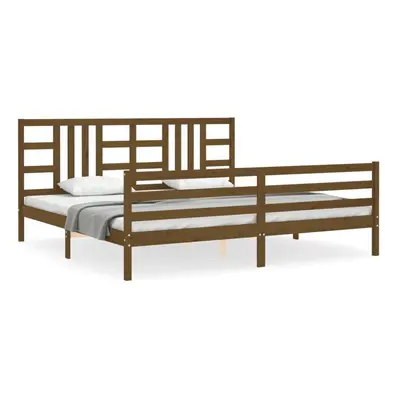 (honey brown, x cm) vidaXL Bed Frame Platform Bed with Headboard Black Super King Size Solid Woo