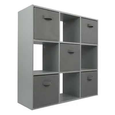 (5 Grey Drawers) Charles Jacobs Grey Cube Open Book Shelf Storage