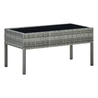 vidaXL Garden Table Grey 75x40x37 cm Poly Rattan Outdoor Furniture Side Table