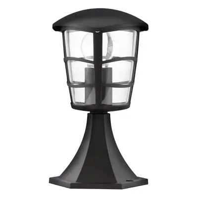 IP44 Outdoor Pedestal Light Black Aluminium Lantern 60W E27 Bulb Wall Post