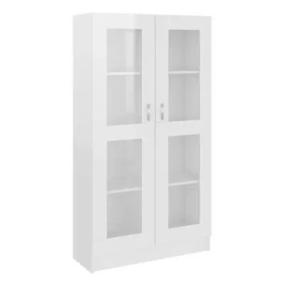 vidaXL Vitrine Cabinet High Gloss White Engineered Wood Bookcase Storage Unit