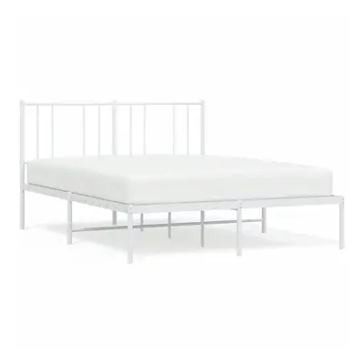 (white, x cm/with headboard) vidaXL Metal Bed Frame with Headboard Bed Base Mattress Foundation 