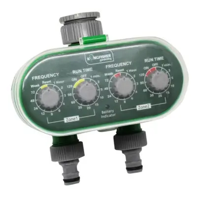 Kingfisher Twin Hose Outlet Electrical Water Timer Garden Lawn Automatic Irragation