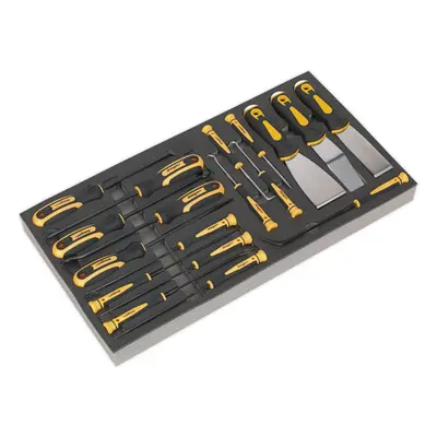 18 Piece Hook & Scraper Set with Tool Tray - Tool Box Tray Tidy Storage Chest