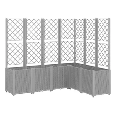 vidaXL Garden Planter with Trellis Patio Flower Pot Planter Box Light Grey PP