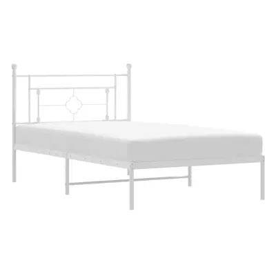 (white, x cm/with headboard) vidaXL Metal Bed Frame Home Bedroom Bed Base Mattress Foundation Be