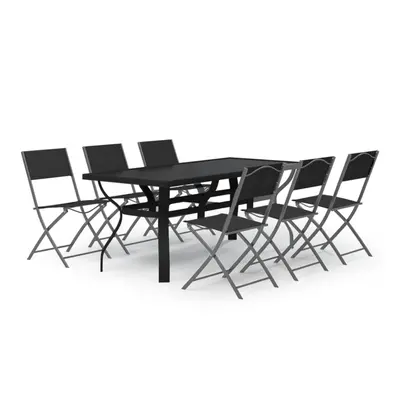 (140 cm table length/7) vidaXL Garden Dining Set Grey and Black cm/180 cm Table Length 5/7/9 Pie